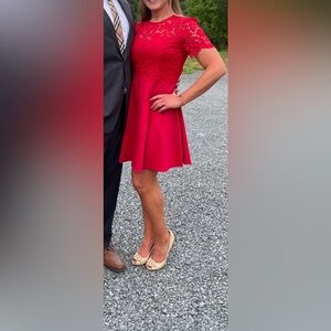 Kate spade Lace Illusion dress sz 8 red